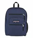 JanSport Big Laptop Rucksack Navy - Computertasche mit 2 Fächern, ergonomische Schultergurte, 15 Zoll Laptophülle, Zuggriff - Buchrucksack