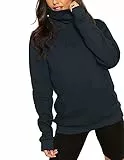 ELFIN Damen Hoodie Sweatshirt Langarm Kapuzenpullover Winter Pullover Hochkragen Sweatjacke Kapuzen Pullis, Navy blau, M
