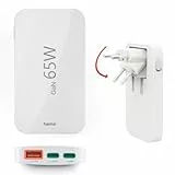 Hama USB C Ladegerät (Schnellladegerät 65 Watt, Ladestecker für Steckdose 2X USB-C, 1x USB-A, für Handy, Laptop, Tablet, unterstützt Power Delivery, Mehrfach USB-Ladegerät mit GaN-Technologie) weiß