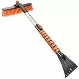 HEEYA Eiskratzer Auto, 84cm Auto Schneebürste ausziehbarer Schneekratzer und Bürste mit Schaumstoffgriff für Windschutzscheibe, Fenster, SUV, LKW - Orange