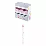 Bundle aus roba Spielregal Holz Peppa Pig - mit 5 Boxen + roba Messlatte für Kinder Peppa Pig - Skala von 70 cm bis 150 cm