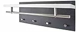 HAKU Wandgarderobe edelstahloptik, granitoptik, weiß, MDF, Metall - Maße: B 75 cm x H 30 cm x T 26 cm, Style: Modern