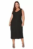 Trendyol Damenkleid, Übergröße, Midi, A-Linie, locker, gewebt, Übergröße, Schwarz, 46