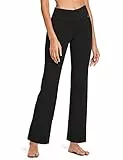 baleaf Damen Flare Yogahose Leggings warm Fitness Hose Jogginghose Baumwolle Bauchkontrolle Schlaghose Arbeit Sporthose mit Taschen Schwarz XL