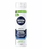 NIVEA MEN Sensitive Rasiergel für Männer (200 ml), Rasier Gel mit Kamille, Hamamelis und Vitamin E für eine sanfte Rasur, schützende Formel gegen Hautirritationen