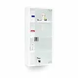 Relaxdays Medizinschrank EMERGENCY XXL Medikamentenschrank Metall und Glas Apothekerschrank fürs Bad HxBxT 57 x 27 x 12 cm mit magnetischer Glas-Tür 4 Ablagen für Medikamente und Verbandszeug, weiß