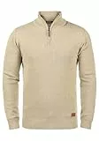 Blend BHRobin Herren Strickpullover Troyer Feinstrick Pullover mit Troyerkragen Rippbündchen Baumwollmischung Regular fit, Größe:L, Farbe:Sand Mix (70810)