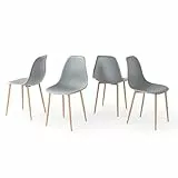 Homy Casa 4er Set Esszimmerstühle skandinavische PP-graue Akzent-Seitenstühle mit Metallbeinen für Küche, Esszimmer, Wohnzimmer, Schlafzimmer, Grau