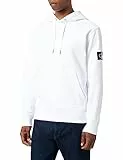 Calvin Klein Herren Hoodie Badge mit Kapuze, Weiß (Bright White) ,M