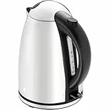 WMF Stelio Wasserkocher Edelstahl 1,7l, elektrischer Wasserkocher mit Kalkfilter, 2400 W, Wasserstandanzeige beleuchtet, edelstahl mattweiß