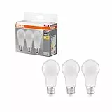 Osram LED Base Classic A, in Kolbenform mit E27-Sockel, Nicht Dimmbar, Ersetzt 100 Watt, Matt, Warmweiß - 2700 Kelvin, 3er-Pack
