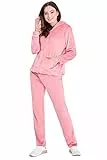 CityComfort Trainingsanzug Damen Velour Jogginganzug Set Bequem Lounge Set Damen Teenagers mit Hoodie mit Reißverschluss und Jogginghose (M, Rosa)