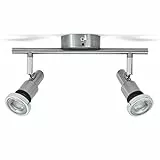 B.K.Licht - Deckenlampe für das Bad mit warmweißer Lichtfarbe, IP44, schwenkbar, LED Deckenleuchte, Lampe, Badlampe, Badezimmerlampe, Küchenlampe, Feuchtraumleuchte, 27,5x8x12,3 cm, Matt-Nickel-Chrom