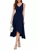 Aupuls Festliche Kleider Elegante Kleid Damen Rüsche Kleid Kleid V Ausschnitt Hochzeitskleider Kleid Elegant Damen Kleid Hochzeit Elegante KleiderAUPG007Navy