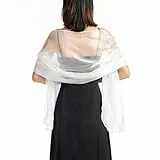 iSpchen Seidiger Satin Tücher Stola Damen Sheer Chiffon Capes Weiche Capelets Damen Festliche Stola für Abendkleid oder Brautkleid Hochzeit Scarf Unifarben Halstücher,Cremefarben