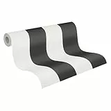A.S. Création Vliestapete Elegance Tapete Streifentapete 10,05 m x 0,53 m schwarz weiß Made in Germany 334213 3342-13