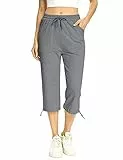 Totatuit 100% Baumwolle Caprihose Damen 3/4 Jogginghose Sommer Kurz Sweathose Freizeit Hose mit Tasche