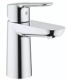 GROHE BauEdge, Waschtischarmatur, wassersparend (Wasserhahn für das Bad, 15cm hoch, mit Keramikkartusche, einfache Installation am Waschbecken), chrom, 23330000