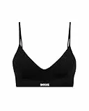 Snocks Retro Soft Bra - Damen BH ohne Bügel im Vintage-Look, perfekte Passform und hoher Komfort Dank Bio-Baumwolle, Bügel und Nahtlos - Vielseitig und Bequem für Sport und Alltag - Schwarz - S