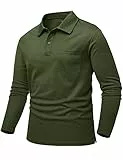 donhobo Poloshirt Herren Wandershirt Outdoor Sport Tshirts Leicht Männer Funktionsshirt Quick Dry Langarmshirt Casual Polo Arbeitshirt, Armeegrün, XXL