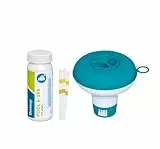 Bestway | Poolpflege Starter Set | Dosierschwimmer Mini 12,5 cm Ø inkl. 50er Teststreifen | Dosierung & Messung von freiem Chlor, pH-Wert & Gesamtalkalität | Poolwasser sauber & kristallklar