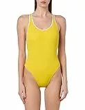 Tommy Hilfiger Damen Badeanzug Racerback One Piece Sportlich, Gelb (Valley Yellow), XL