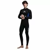 Herren Neoprenanzug 3/2mm Ganzkörper Neoprenanzug Rückenreißverschluss Voll Tauchanzüge Ultra-Stretch Langarm Neopren-Nassanzug zum Tauchen Surfen Schnorcheln M Größe Schwarz