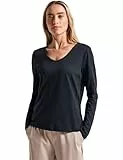Street One Damen 3228116 Langarmshirt in Unifarbe, Deepwater Blue, 46