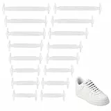 Vandomrise Elastische Silikon Schnürsenkel, Kinder & Erwachsene No Tie Shoelaces, Schnürsenkel ohne Binden Wasserdichte Flaches Elastikband für Sneaker Stiefel Brettschuhe und Freizeitschuhe, Weiß