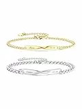 JSDDE Personalisiert Armband mit Gravur Partnerarmband Armreif für Paar Freundschaftsarmband Personalisierte Geschenke für Damen Herren (Silber&Gold, Damenarmband&Herrenarmband)