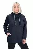 Ulla Popken Damen große Größen Übergrößen Plus Size Sweatshirt, weiter Stehkragen, Taschen, Raglan-Langarm Marine 54+ 713963755-54+