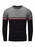 Meilicloth Winterpullover Herren Pullover mit Rundhalsausschnitt Feinstrick Herrenpullover Basic Strickpullover Klassischer Langarmshirt Sweater Freizeitpullover Wollpullover Pulli Grau-1011 XXL