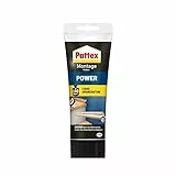 Pattex Montagekleber Power, Baukleber mit starker Anfangshaftung, Kraftkleber für saugende Materialien, Kleber für innen & außen, 1 x 250g
