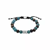 Fossil Herren-Edelstahl-Perlenarmband mit Schieberverschluss, Hellblau