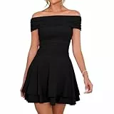 Damen Trägerloses Kleid Sexy Ärmellos Minikleid Rüschen Eng Kurz A-Linie Bodycon Kleider Figurbetontes Sommerkleid Elegant Cocktailkleid Party Club Kleid