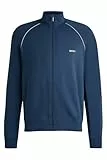BOSS Herren Mix&Match Jacket Z Regular-Fit Jacke aus elastischem Baumwoll-Jersey mit Logo-Stickerei Blau M