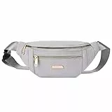 Estwell Bauchtasche Herren Damen Stylisch Gürteltasche Mädchen Mode Hüfttasche Verstellbarer Laufgürtel Umhängetasche Geldgürtel für Reisen Wandern Party Festival, Grau