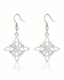 LEEQBCR 1 Paar Edelstahl Hexenquartett Keltische Knoten Ohrringe mit Stern und Mond Halbmond Damen Geometrische Anhänger Vintage Schmuck Damen Ohrringe Silberschmuck, Edelstahl