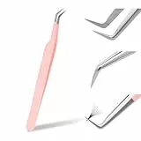 Professionelle Wimpernverlängerungspinzette für Wimpernverlängerungen, Metall-Edelstahl-Pinzette, rosafarbener Ellenbogen, alleinstehend (Zange der Königin)