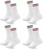 Smart Sir Socken Herren Damen Sportsocken 4 paar Tennissocken Schwarz Lange Baumwollsocken Weiß Laufsocken Arbeitssocken weiss,43-46