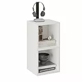 KOMTO Bücherregal Klein Weiß – Würfelregal mit 2 Fächern, Cube Regal für Wohnzimmer, Kinderzimmer, Schlafzimmer | Standregal Nubo 31,4 x 60,8 x 29 cm