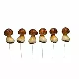 HEITMANN DECO Deko-Pilze mit Draht - Herbstdeko Natur, zum Basteln - Braun - 6er Set, ca. 4 x 3 x 7,5 cm