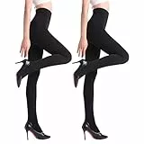 YAGAXI 2 Pairs Thermo Strumpfhosen für Damen,100D Blickdichte Dicke Strumpfhosen Damen Winter,Warme Fleece Strumpfhose Damen(black-s)