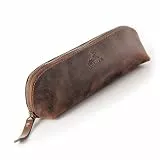Fa.Volmer ® Federmäppchen in Leder – Federtasche für Büro, Uni, Schule und Atelier – Stiftetui, Stiftmappe, Toolbag (braun)