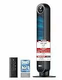 Dreo 20dB Leiser Turmventilator, 10 m Wurfweite 4 Geschwindigstufen 4 Modi 8 Std. Timer 90° oszillierende Ventilator mit Kühlung Fernbedienung für Schlafzimmer, Nomad One, Schwarz