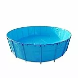 Stahlrahmenbecken, Rund Leinwand Fischteich Pool Mit Metallhalterung Regenfass Kinderbecken Fischbecken Zur Zucht Von Koi Landwirtschaft, Farbe : Blau, Größe : 1.5X0.8M/1400