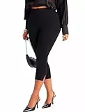 TZLDN Damen Caprihose Skinny Capri 3/4 Anzughose Elegant Business Casual Stretch Schwarz S