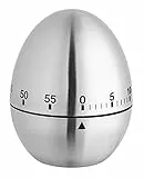 TFA Dostmann Eieruhr Mechanischer Küchentimer aus Edelstahl, 38.1026, analoger Kurzzeitmesser bis 60 Minuten, mit akustischem Alarm, Silber, Modell 38.1026