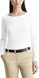 Marc O'Polo Denim Damen Langarmshirt aus Bio-Baumwolle mit U-Boot-Ausschnitt, Weiß (Scandinavian White), M