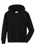 Spring&Gege Jungen Kapuzenpullover Pullover Basic Einfarbig Baumwoll Hoodie Sweatshirt für Kinder, Schwarz, 11-12 Jahre (XL)